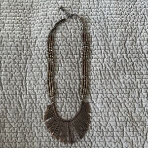 Bohemian Beaded Necklace in Brown and Gold